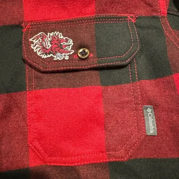 Columbia Gamecocks Buffalo Plaid Shirt Button Up Red Black M Lumberjack Outdoor - Picture 5 of 9